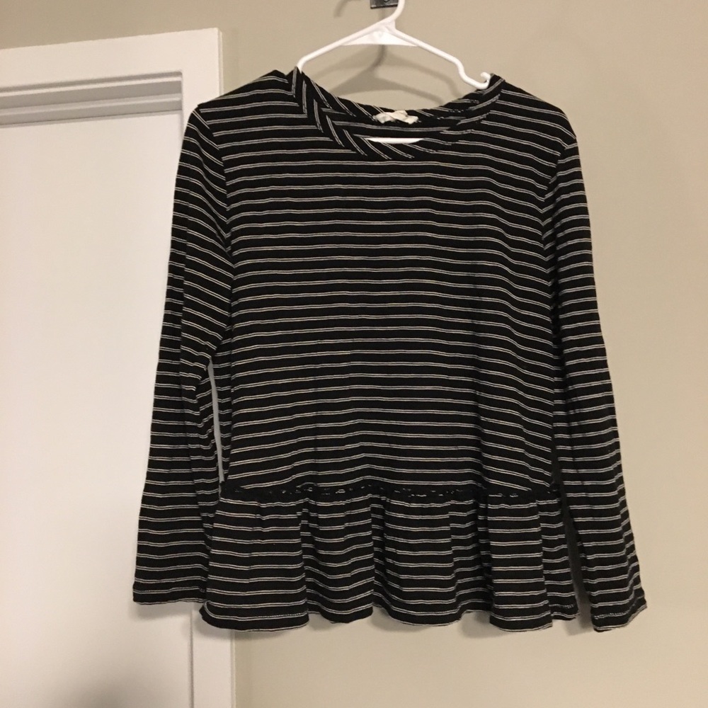 Black and white striped long sleeve shirt